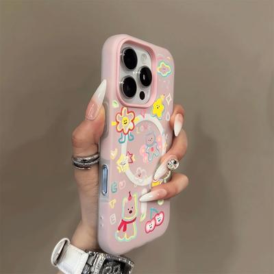 Funda Magnética de Gel Dos en Uno para Teléfono Móvil Nueva Funda para Teléfono Móvil Dibujos Animados para Niñas Funda para Teléfono Móvil IMD Soporte Correa para Cuatro Esquinas