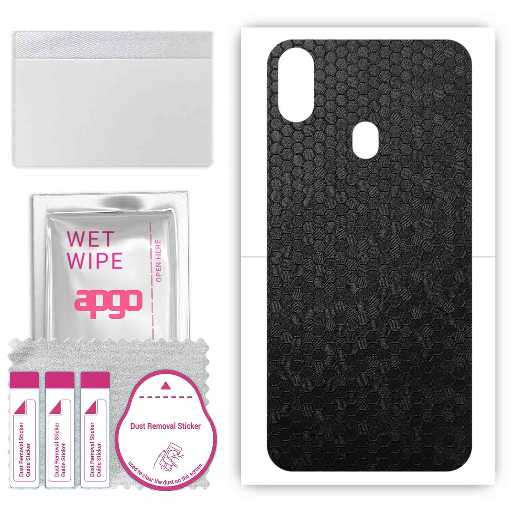 apgo Adesivo Protettivo Skin per il retro compatibile con Ulefone X, Pellicola Wrap, Foglio, Vinile - Motivo Nido d'Ape Nero