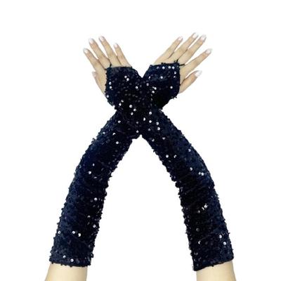Elegante fingerlose Handschuhe Pailletten Französisch Einzigartige Outfits Lange Handschuhe für Flapper Braut Hochzeit Tanzaccessoires