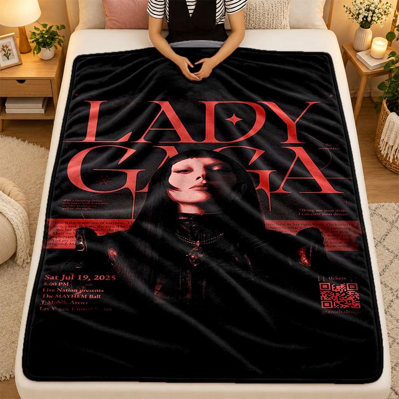 Flannel BlanketLady Gaga Warm Soft Throw Blanket for Indoor Sofa Bed Living Room Use