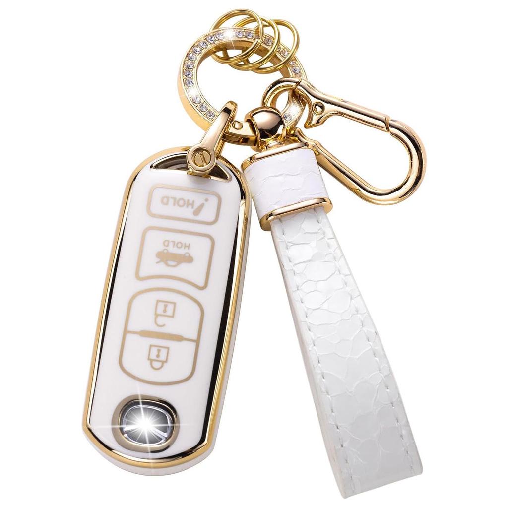 Gold-Edged Key Cover Pendant with Stone Pattern Keychain for Cars - Cross-Border Bestseller