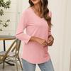Damen T-Shirt Tee 3/4 Ärmel Tunika Täglich Wochenende Mode Basic V-Ausschnitt Normales Oberteil