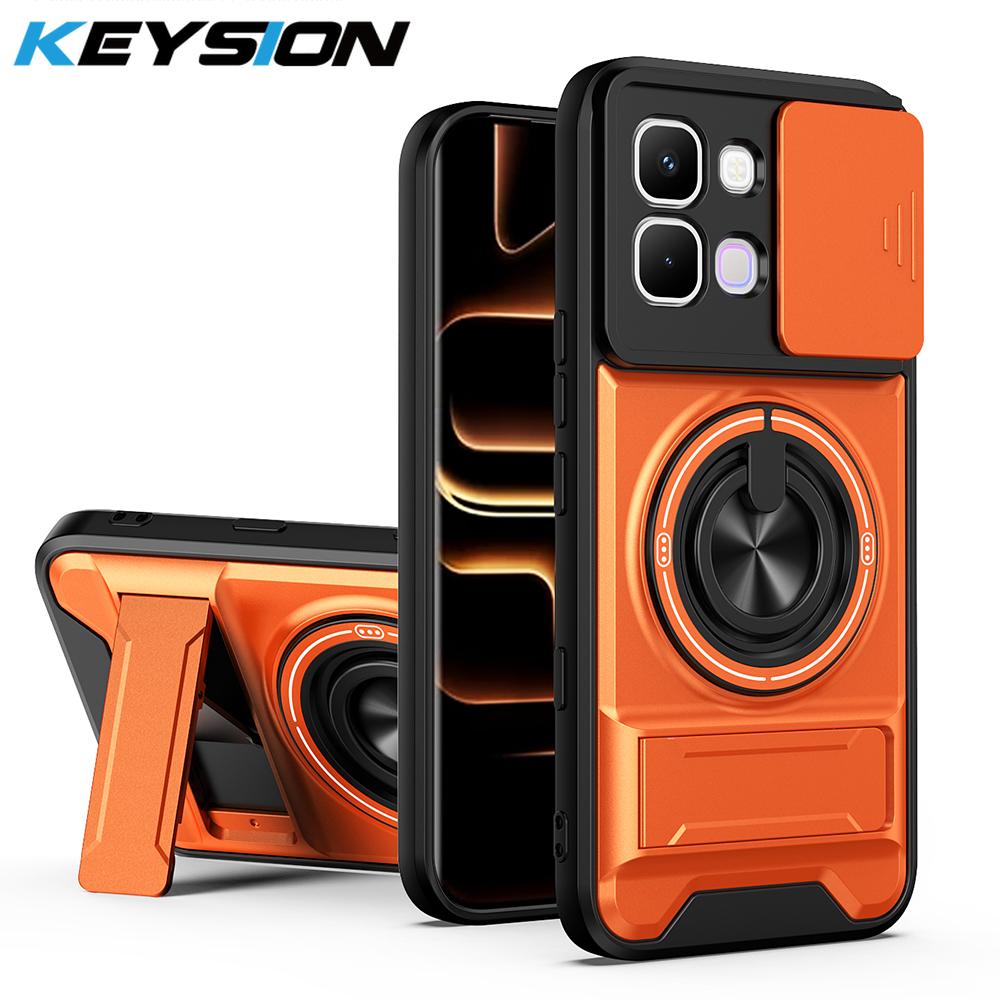 KEYSION Magnetic Phone Case for Infinix Note Edge 5G Slide Camera Protection Upright Kickstand 360° Ring Shockproof Back Cover