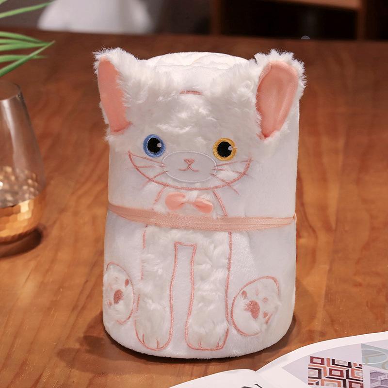 Cartoon Devon Cat Blanket Small Blanket Girls Office Nap Air Conditioning Leg Covered Blanket Students Lunch Break Roll Blanket