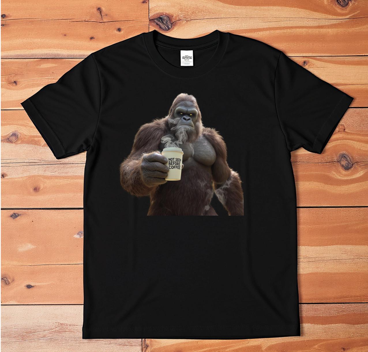 Bigfoot Coffee T-Shirt Not Seen Before Coffee Sasquatch Funny Graphic Tee XXXL