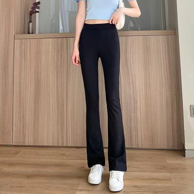 Women's High Waist Lace Flared Bell Bottom Pants with Pockets