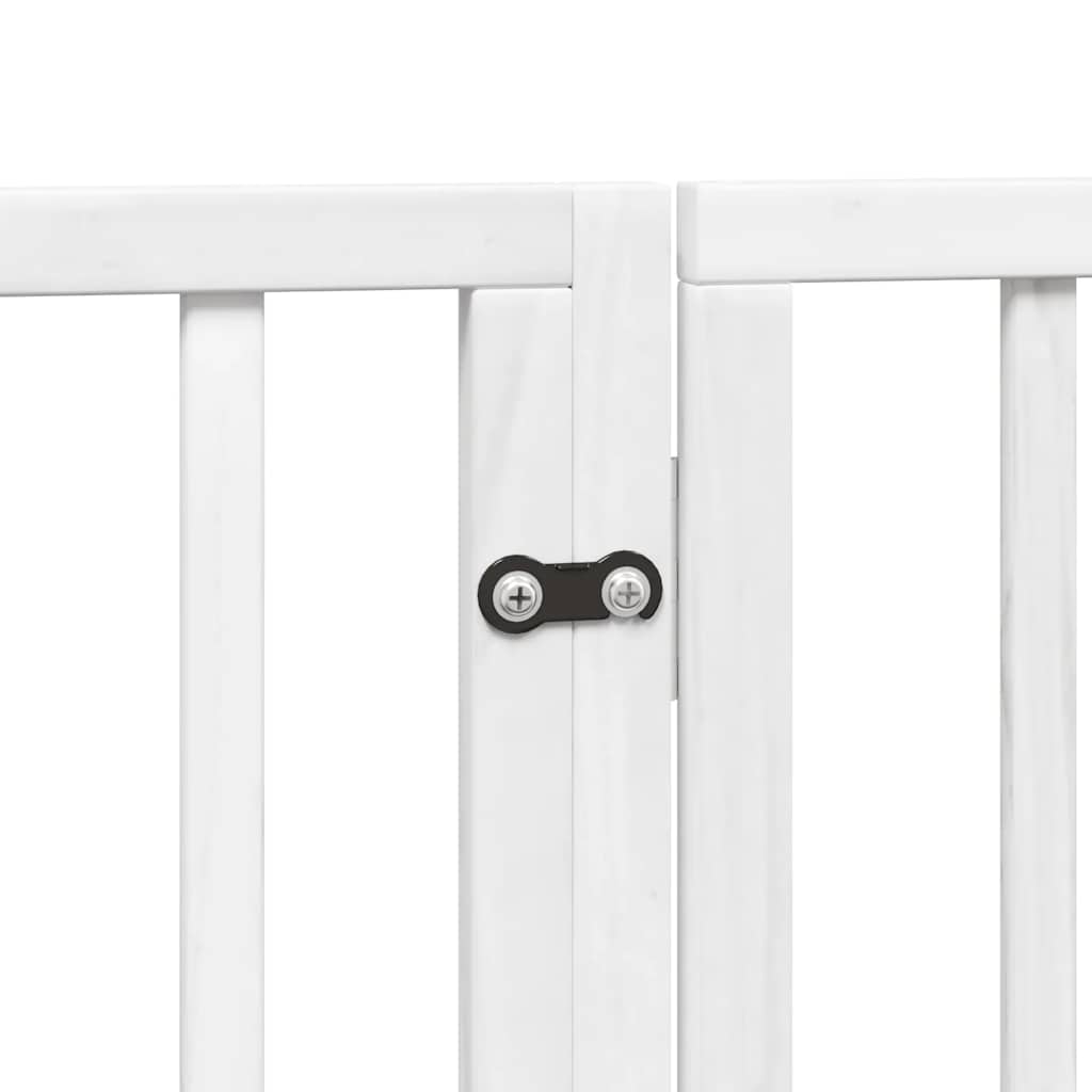 4 Piece Foldable White Dog Gate 320 cm Poplar Wood