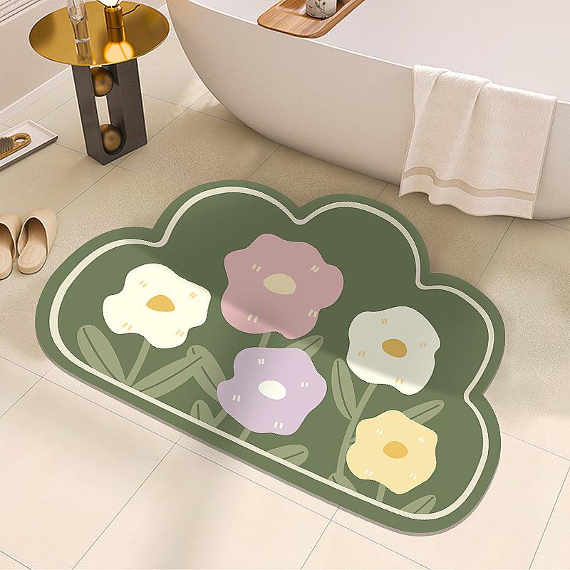 Ins Bathroom Floor Mat Bathroom Water Absorption Quick Drying Dirt Resistant Anti Slip Diatom Mud Soft Pad Foot Pad