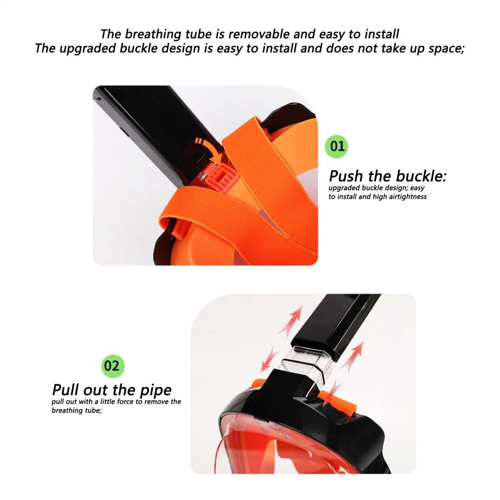 Full Face Snorkel Cover Panoramic View Snorkeling Face Cover Underwater Breathing Equipment With Automatic Drainage For
