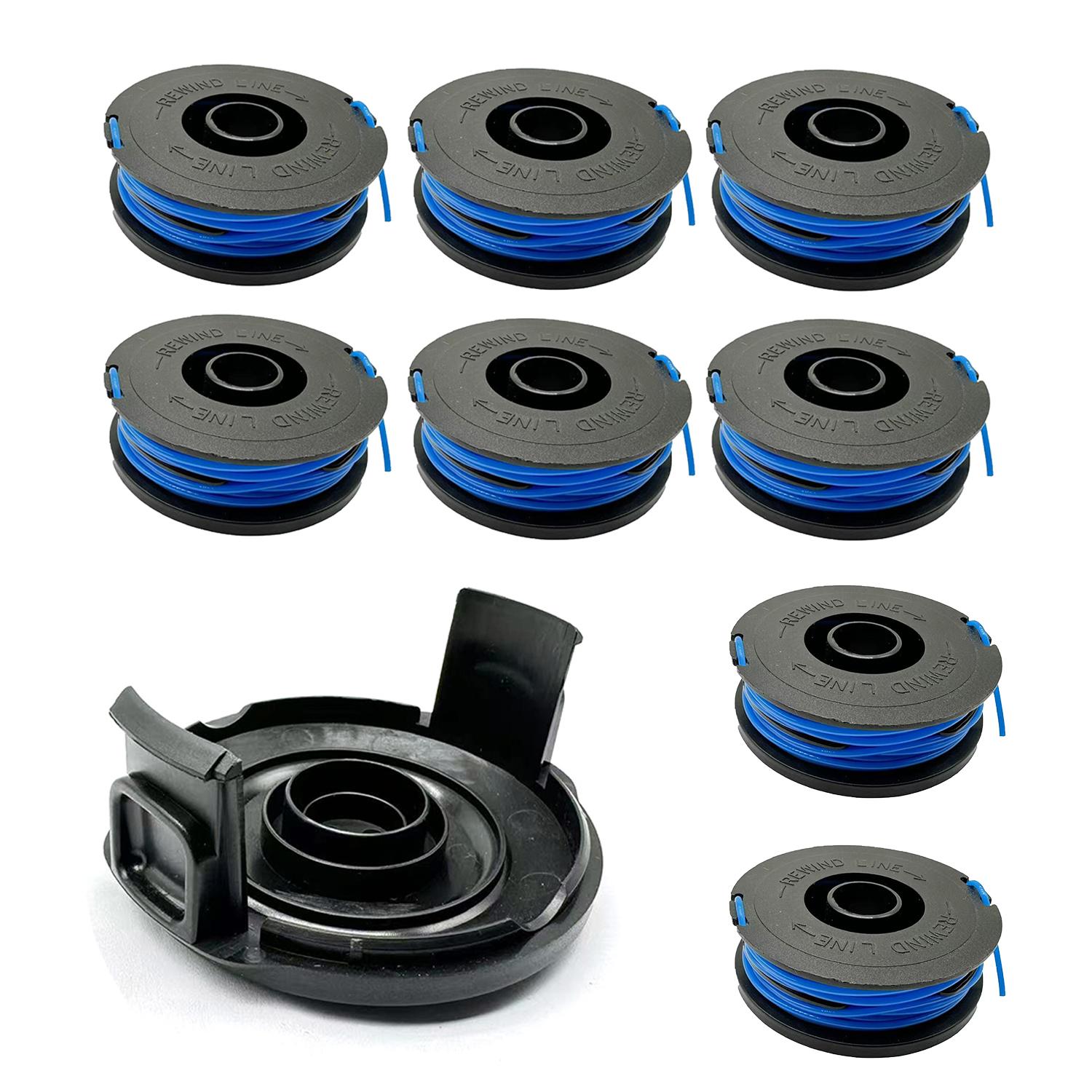 

RSJA-01+RSJA-01-1 For Spear & Jackson GT600/GT450 Lawn Mower 8 Replacement Spool + Spool Cap A