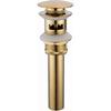 Drain and Accessories for Basin and Sink Bathroom Sink Drain In Brushed Gold Brass, Modern Snap and Snap Ratchet Stopper with Overflow Slot