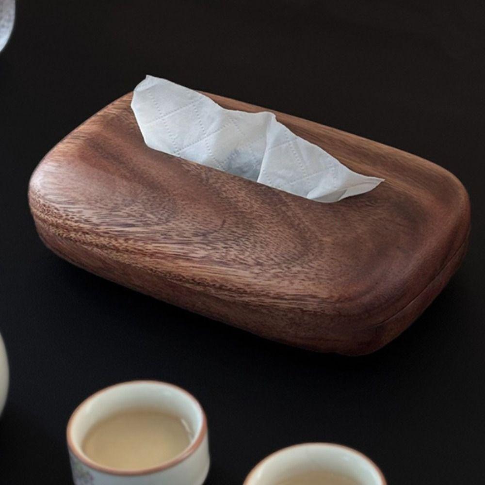 Rectangular Tissue Dispenser Vintage Tissue Paper Holder Modern Walnut Tissue Box  Bed Room