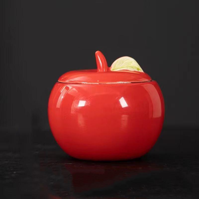 Творческий Керамический Имитатор Фруктов Клубника Конфеты Банка Специй Чайник Бытовой Герметичный Хранитель Влаги Настольный Чайный Стол Украшения Red Apple