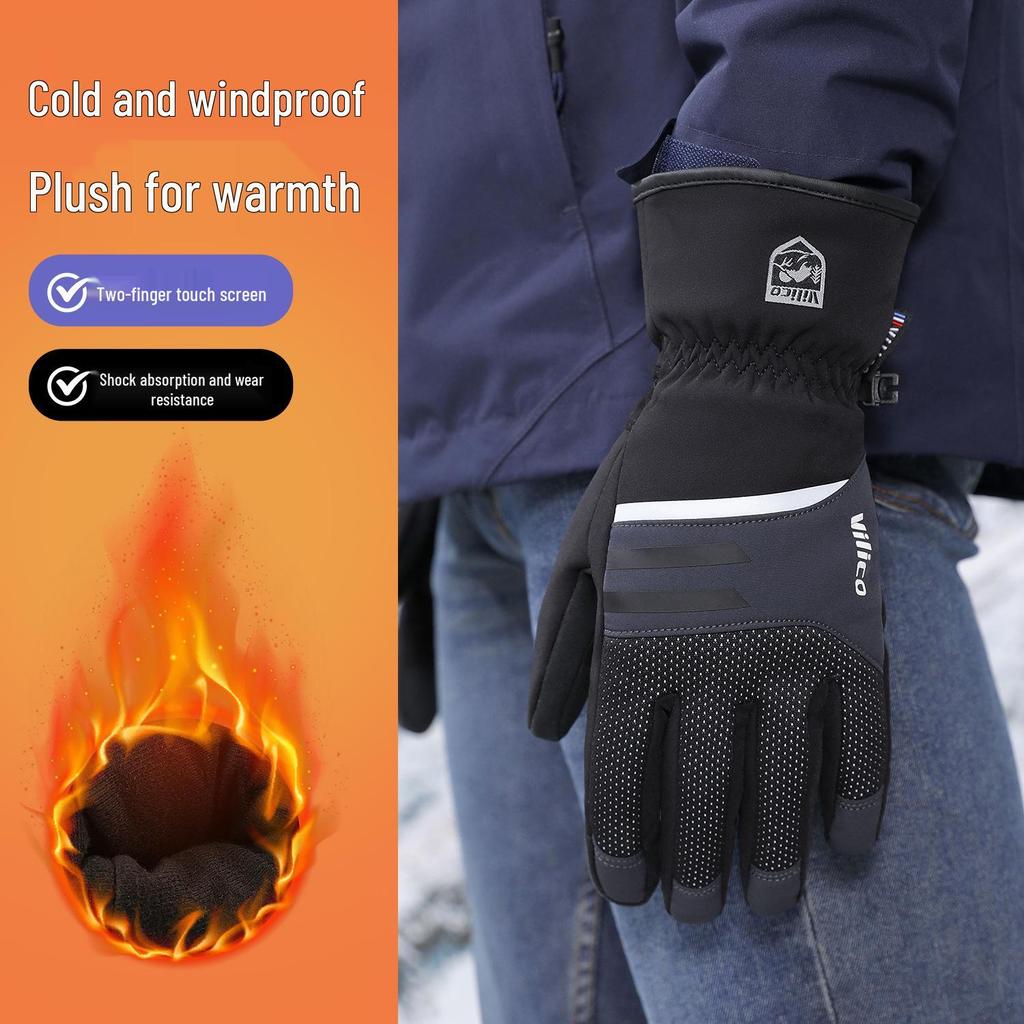 Vilico Waterproof Touch Screen Cycling & Mountaineering Gloves - Warm, Non-Slip, Windproof, Fleece-Lined, Wear-Resistant for Autumn & Winter.