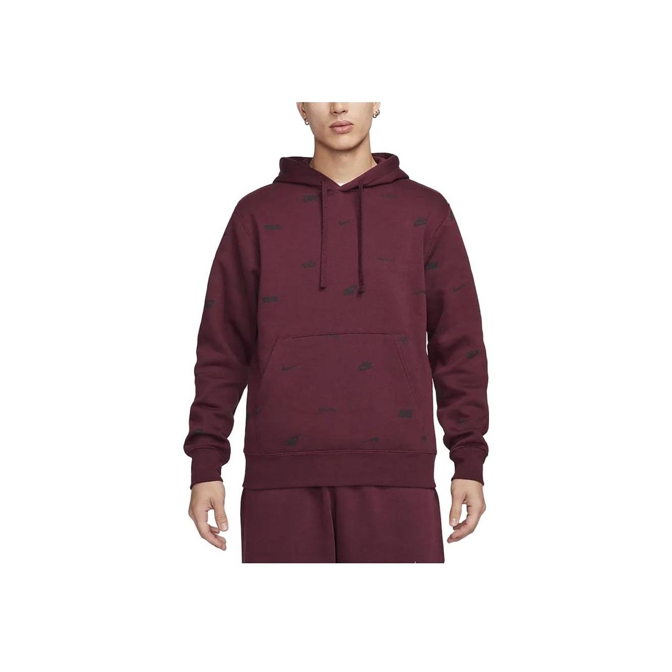 

Nike Клубный флисовый принт со всех сторон, толстовки мужские, темно-коричневые, красные FB7435-681