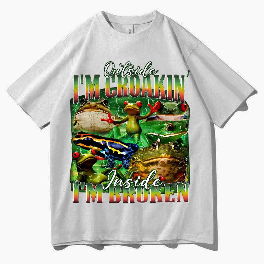 Fuuny T Shirt Frog TShirt Cotton High Quality Print Short Sleeve Positive Cottagecore Oversized Tee Unisex Women Clothes Teenagers