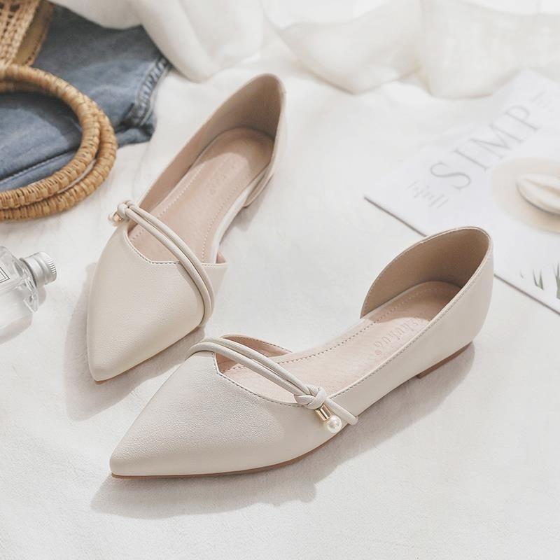 Not Tired Feet Spring and Summer Single Shoes Women's Versatile New Side Empty Pointed Flat Sandals