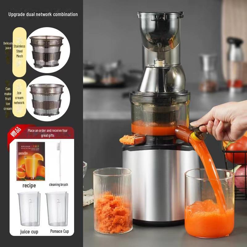 Stainless Steel Juicer with Juice and Pulp Separation - Home Automatic, Large and Small Caliber, Gift Option