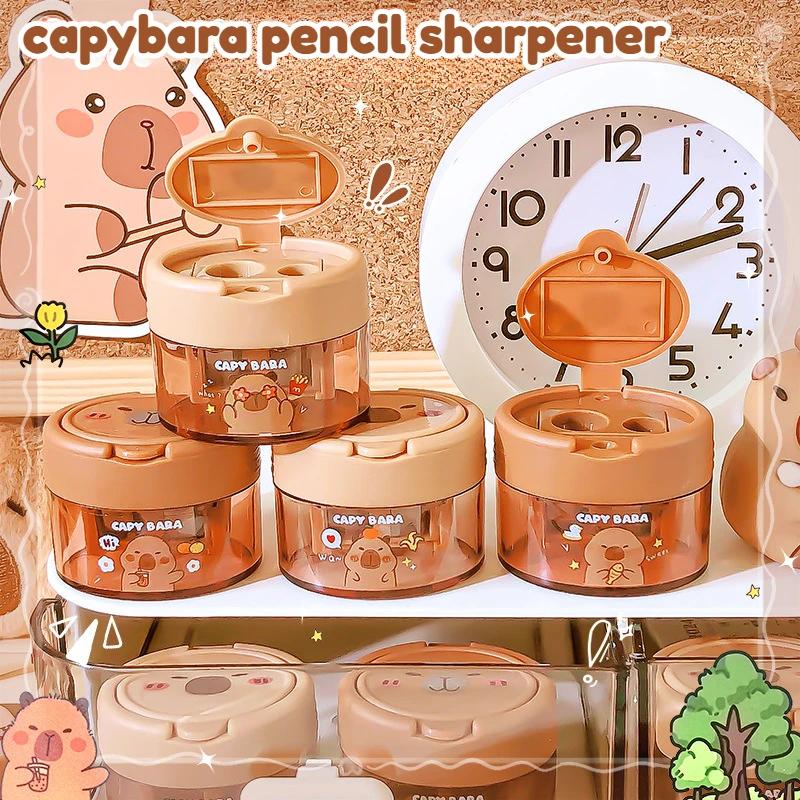 1Pc Cute Cartoon Capybara Double-hole Pencil Sharpener Primary School Student Stationery Kawaii Office School Supplies Kids Gift