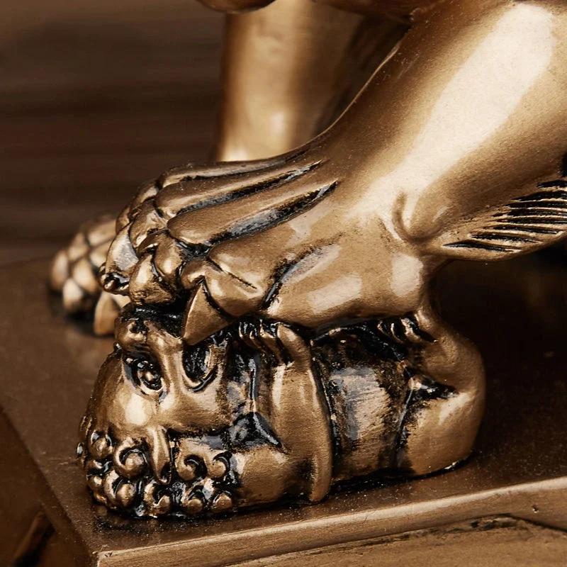 1 Paar Glückslöwenstatue im chinesischen Stil Harztiere Statue Haus Feng Shui Dekor Handwerk Haus Büro Retro Dekorative Statue