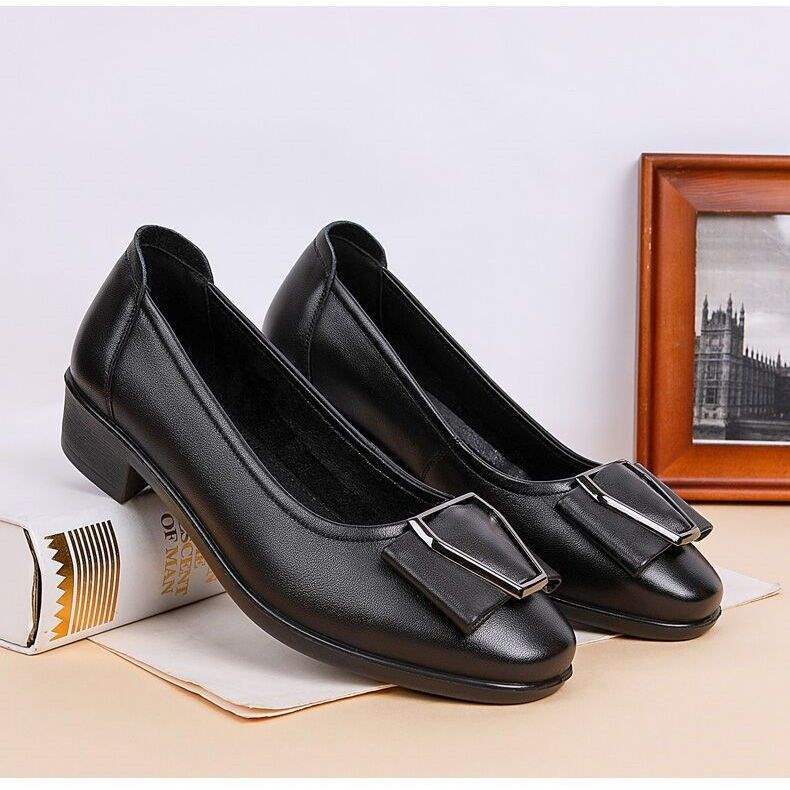 Весенне-осенняя обувь для женщин среднего возраста, обувь для мамы, мягкая подошва, средний каблук, туфли-лодочки, кожаная обувь для женщин среднего и пожилого возраста, женская рабочая обувь 40