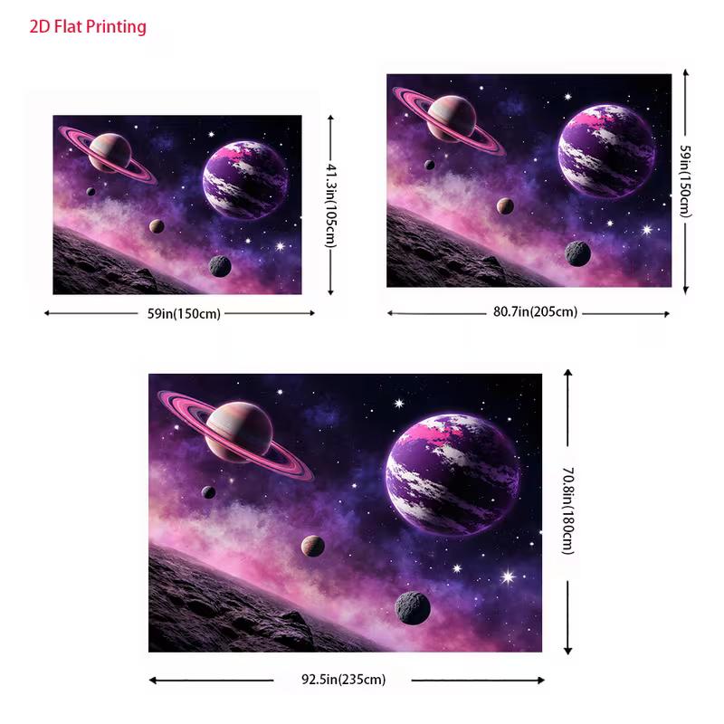 2D Magical Space Backdrop, Pink and Purple Nebula Photography Banner