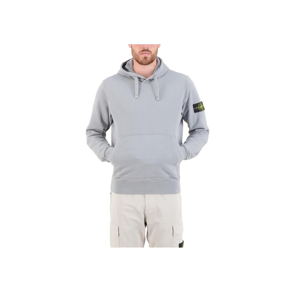 Stone Island Logo Badge Solid Fit Hooded Long Sleeve Sweatshirt Men sweatshirt Gray-Green 811564151-V0066