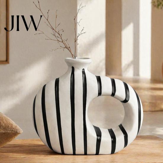 Vaso Artistico in Corda Intrecciata Minimalista in Resina, Cerchio Artistico Moderno Portafiori Stabile Base Spessa Supporto per Composizioni per Casa Soggiorno Camera da Letto