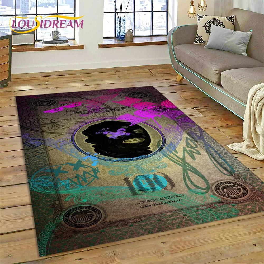 דולר אירו פאונד כסף עשיר שטיח אזור מצויר, שטיח שטיח לסלון ביתי חדר שינה ספה קישוט שטיחון כניסה, שטיח רצפה מונע החלקה לילדים