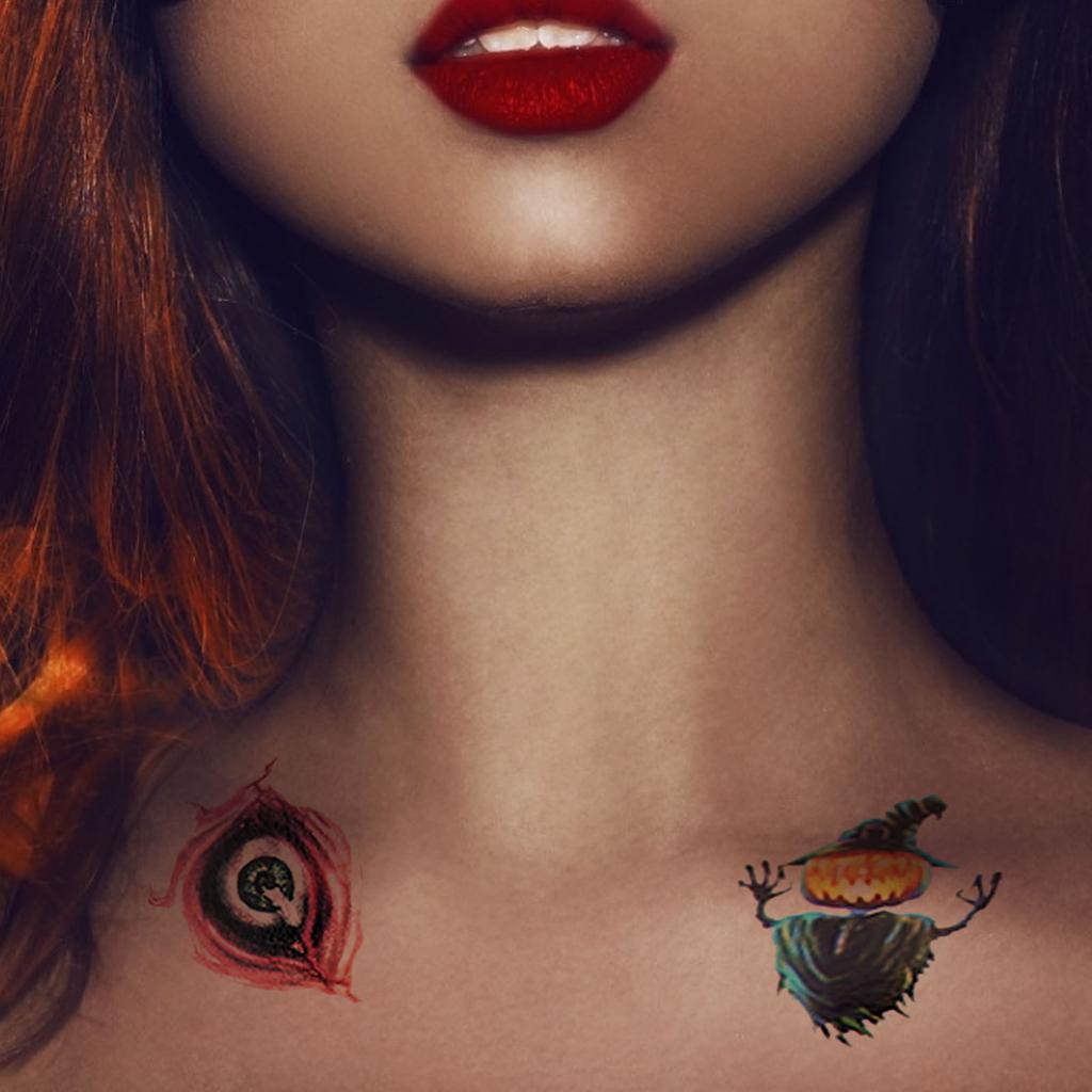 28pcs Halloween Tattoo Stickers Scar Pumpkin Pattern Waterproof Fake Tattoo Stickers