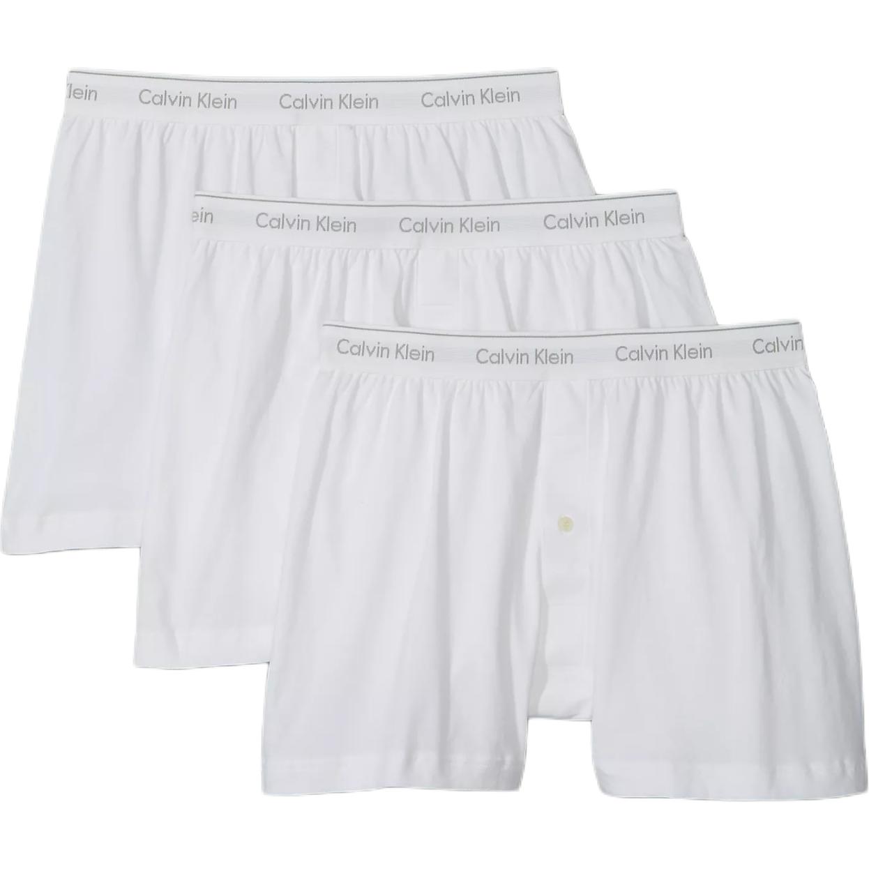 

Calvin Klein Breathable Comfortable Loose Fit Solid Color Boxer Briefs 3-Pack Men underwear White NB4005-100 M