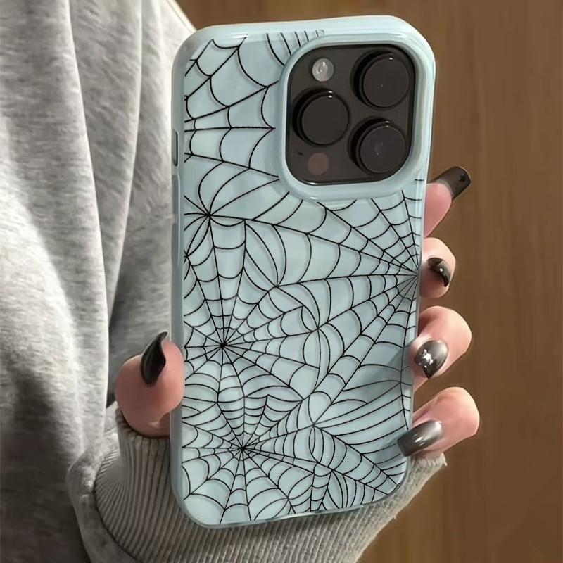 Black Spider Web Silicone Case For iPhone 13 16 15 14 12 Pro Cover for iPhone 15 16 Plus 13 11 12 14 15 16 17 Air Pro Max Cases