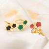 Ins Trendy Open Ring Female Niche Design Non-fading Ring Flower Red Light Luxury Jewelry
