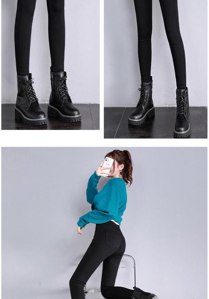 Tall Women's Stretchy Black Pencil Leggings with Plus Velvet for Spring/Autumn/Winter