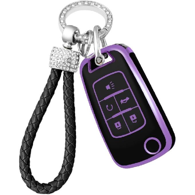 for VW Key Fob Cover with Keychain, Full Protection Key Fob Case Cover Fits for VW Volkswagen Jetta Beetle Tiguan Passat Polo Golf Car Accessories