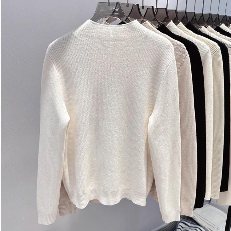 Fleece and Thickened Sweater for Women Solid Color Casual Half Turtleneck Knitted Sweater Loose One-piece Fleece Warm Pullover for Autumn and Winter
