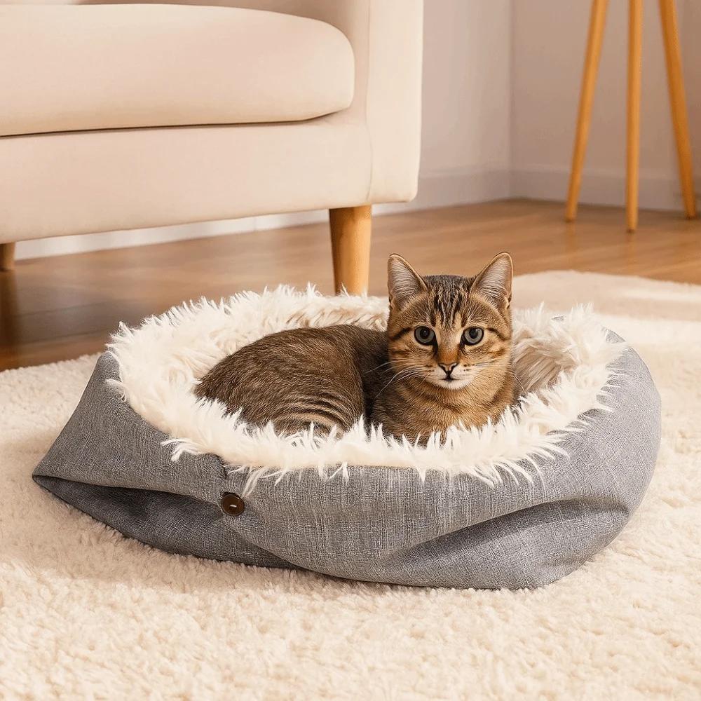 Puppy Cushion Thickened Warm Cat Bed Soft Foldable Cat Nest Mat Comfortable Pet Kennel Autumn Winter