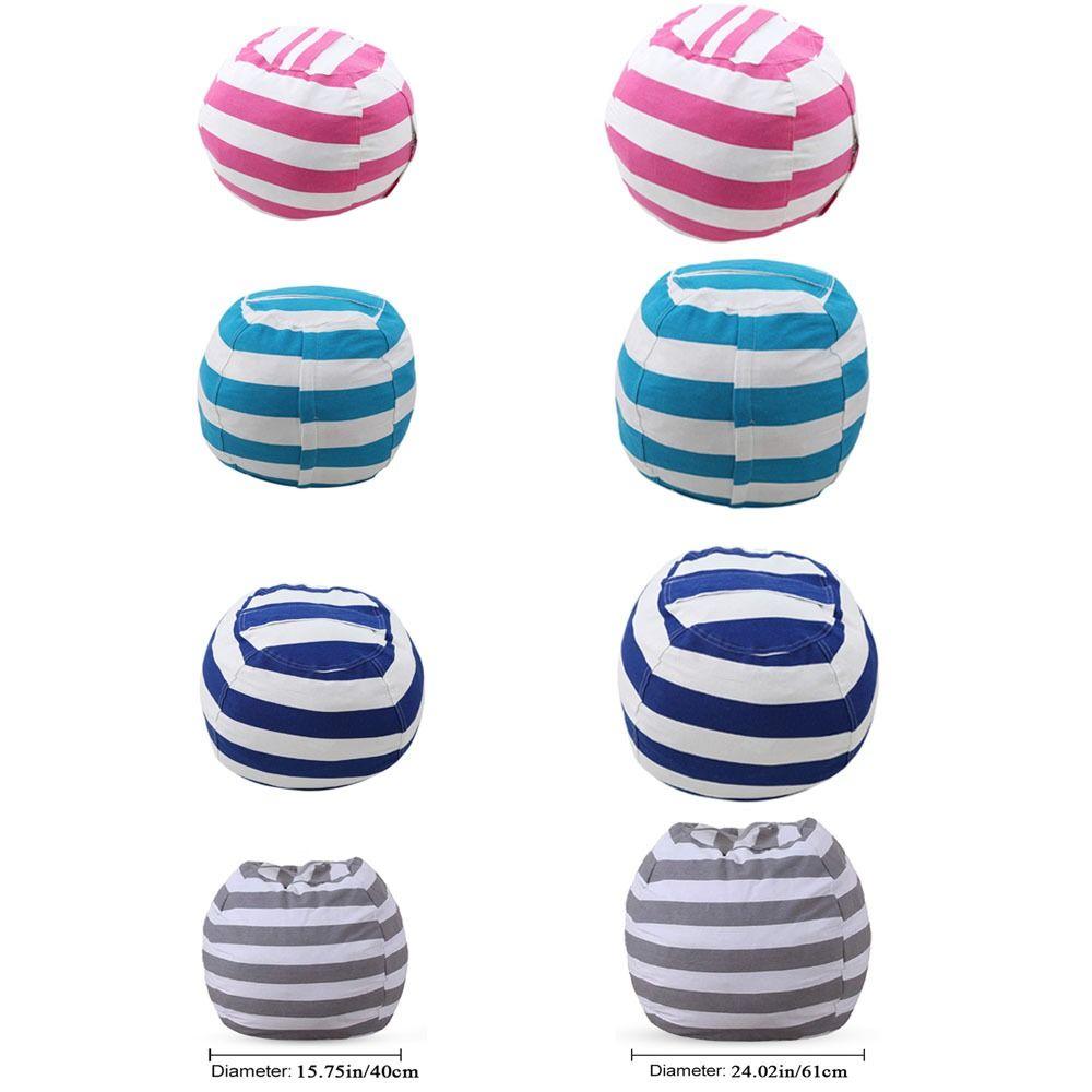 Round Plush Toy Organizer Stripe Toys Storage Bean Bag Multi-purpose Animal Toys