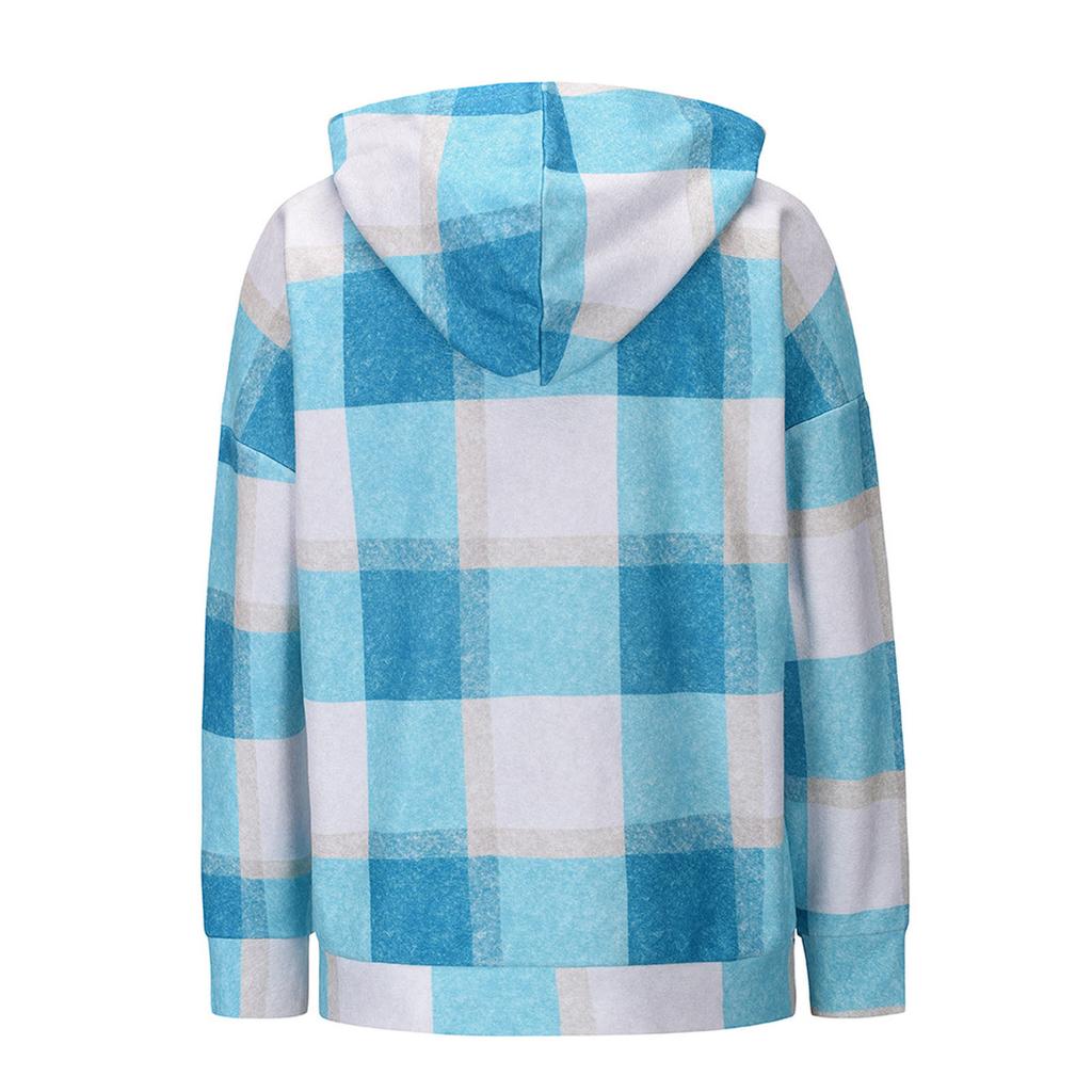 Women's Fashion Fall And Winter Plush Tweed Hooded Jacket Zipper Warm Top