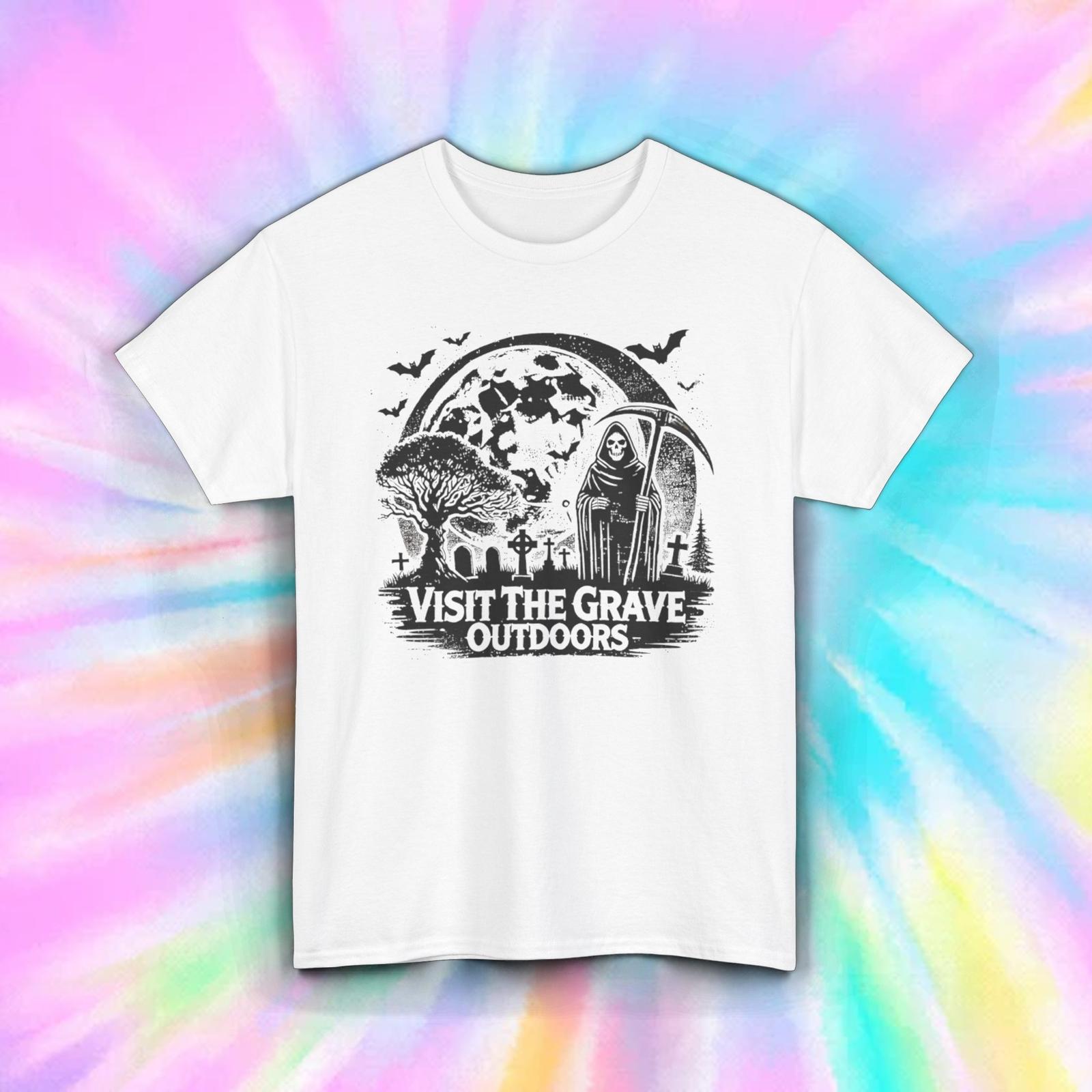 Visit The Grave Outdoors T-Shirt | Grim Reaper Camping | Spooky Design | S-5XL S разноцветный