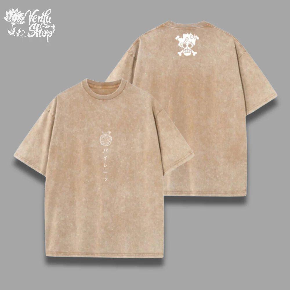 One Piece Skull Short Sleeve Tee Anime Washed Vintage Graphic T-Shirt Man Women Cosplay Casual Tops 2026 Summer Y2k Streetwear