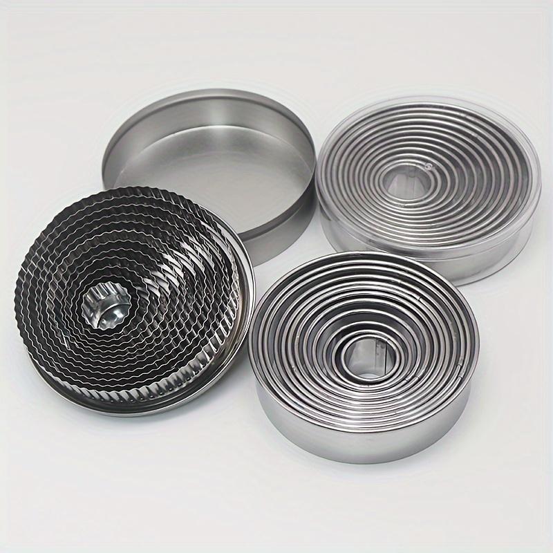 12pcs Stainless Steel Cookie , Biscuit Cutter Set , Fluted Edge, Assorted Sizes for Perfect Pastries, Donuts