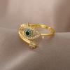 Copper Plated Evil Eye Rings For Women Stainless Steel Turkish Lucky Demon Eye Couple Ring Vintage Emo Jewelry Anillos Mujer