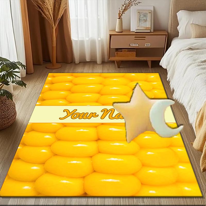1PC Custom Name Golden Corn Harvest Theme Floor Mat Ideal for Living Room, Game Rooms, Office, Bedroom, Floor Mat Playful Design
