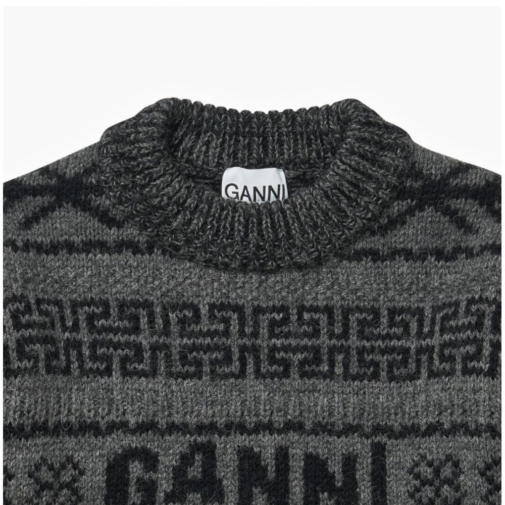 Ganni K2175 220 Graphic Logo LambSwool Women S Knit