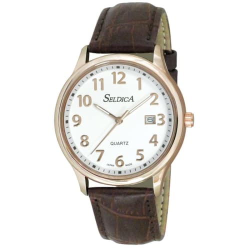 Klefer Men's Analog Waterproof Watch with Leather Strap, Brown, SD-AM050-WTG