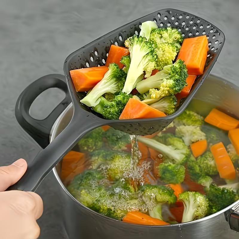Stainless Steel Kitchen Slotted Spoon Strainer Multifunction Cooking Spoon with Filtering Holes Oil Draining Scoop for Frying Hot Pot