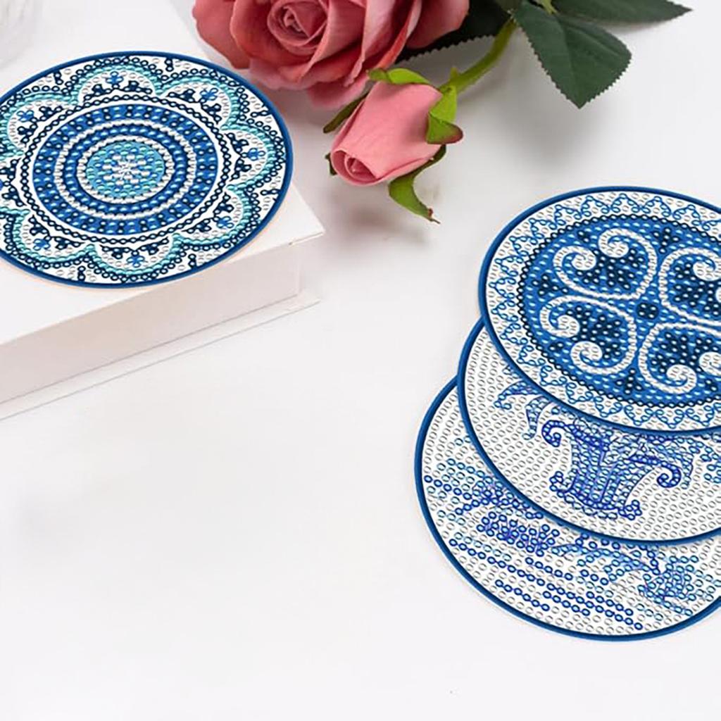 8 Stück/Set Untersetzer mit Diamant-Blumenmuster, DIY Untersetzer mit Halter, Geeignet für Anfänger und Erwachsene, Kunst- und Bastelbedarf Geschenke