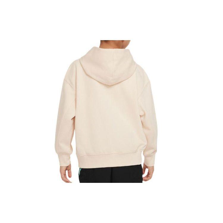 Nike Hoodie Logo Print Pullover Kids Tops Pearl-White FB8383-219
