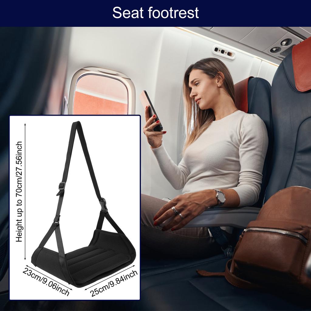 Airplane Foot Hammock Oxford Cloth Adjustable Leg Hammock With Removable Pad and Eye Mask Travel Foot Rest For Relieve Fatigue